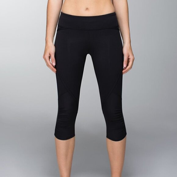 Lululemon Run: Pace Crop Black Leggings Size 4 - Picture 1 of 11